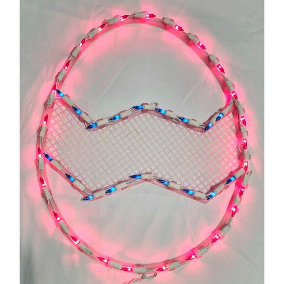 Vintage Easter Lighted Bunny Face & Pink Egg Light Up Decoration Mini Lights - Picture 3 of 9